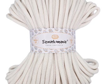 White Braided Cotton Cord 9mm: Macrame, Crochet, Knitting - 54 Yards