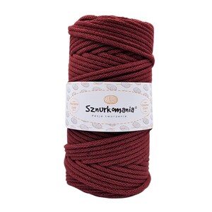 Burgund 5mm Braided Cotton Cord: 100m Macrame Rope