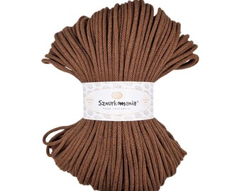 Braune 5 mm geflochtene Baumwollkordel: 100 m Makramee Seil