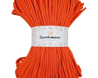 Orange 5mm Braided Cotton Cord: 100m Macrame Rope