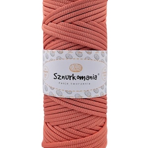 Lachs, Polyester cord 5mm 100m, polyester yarn for crochet bag, crochet cord, polyester bag yarn, crochet bag, macrame rope, Sznurkomania