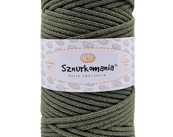 Khaki Braided Cotton Cord 5mm: 100m Macrame Rope