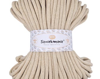 Light Beige Braided Cotton Cord 9mm: 50m Macrame Crochet Rope