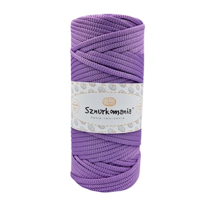 Lavender, Polyester cord 5mm 100m, polyester yarn for crochet bag, crochet cord, polyester bag yarn, crochet bag, macrame rope, Sznurkomania