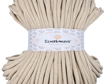 Light Beige Braided Cotton Cord 9mm: Macrame Crochet Knitting
