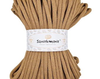 Cappuccino Braided Cotton Cord 9mm: Macrame Crochet Bag String (54 Yards)