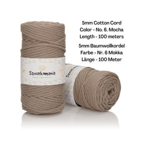 5mm Braided Cotton Cord, 100m/109 yd, Macrame Rope, Macrame Cord, Braided Twine, String to crochet, String to knit, Diy, Handmade, 45 Colors