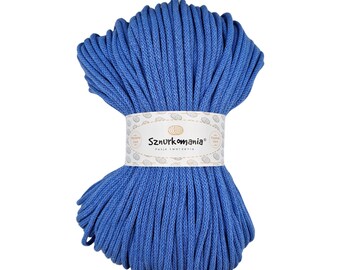 Blue 5mm Braided Cotton Cord: 100m Macrame Rope