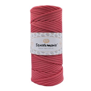 Coral, Polyester cord 5mm 100m, polyester yarn for crochet bag, crochet cord, polyester bag yarn, crochet bag, macrame rope, Sznurkomania
