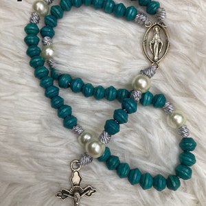 Small blue wood bead Rosaries, lightweight and durable | Catholic Rosary | Catholic Gift