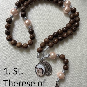 Female Patron Saints wood bead Rosaries | lightweight and durable | Catholic gift | Catholic Rosary