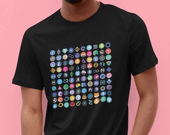 Crypto Logos T-Shirt / Stocks Crypto Lover / Cryptocurrency Gift for Traders Investors / Bitcoin Ethereum Solana Cardano Avalanche Terra