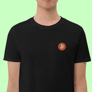 Bitcoin Embroidered  T-Shirt / BTC Crypto HODLer / Minimalistic Web3 NFT Merch / Trader Stocks Investor Gift