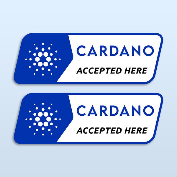 Cardano Accepted Here Sticker x2 | ADA Cryptocurrency Merch | Crypto Payment Trader Gift