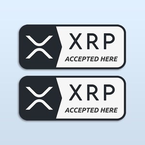 May include: Two black and white stickers with the XRP logo and the text "XRP ACCEPTED HERE".