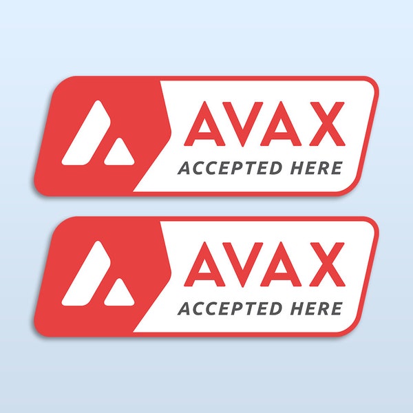 Avalanche Accepted Here Sticker x2 | AVAX Cryptocurrency Merch | Crypto Payment Trader Gift