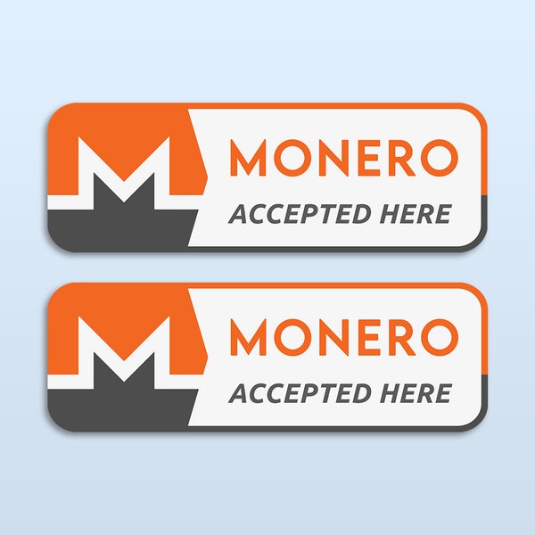 Monero Accepted Here Sticker x2 | XMR Cryptocurrency Merch | Crypto Payment Trader Gift