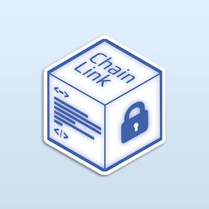 May include: A white cube with blue text and a padlock icon. The text on the cube reads "Chain Link".