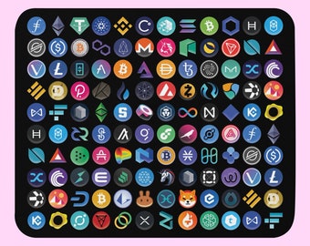 Crypto Logos Mouse Pad / Crypto Gift / Bitcoin Trader Investor