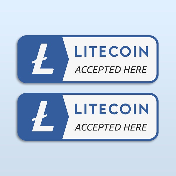 Litecoin Accepted Here Sticker x2 | LTC Cryptocurrency Merch | Crypto Payment Trader Gift