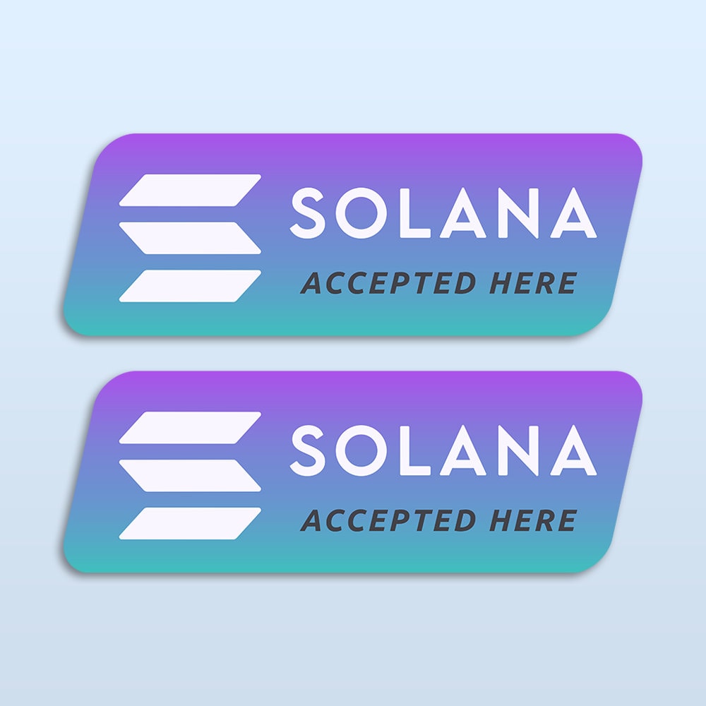 Solana Accepted Here Sticker X2 | SOL Cryptocurrency Merch | Crypto Payment  Trader Gift - Etsy
