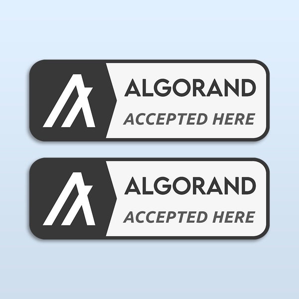 Algorand Accepted Here Sticker x2 | ALGO Cryptocurrency Merch | Crypto Payment Trader Gift
