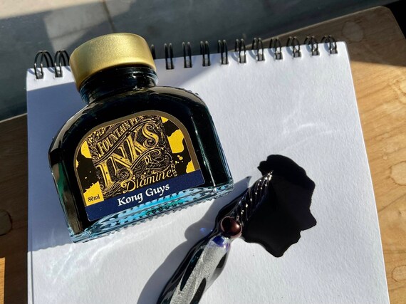 Diamine Blue/Black Fountain Pen Ink | 80ml Bottle | Gentle Formula, Made In UK | Safe For All Fountain Pens