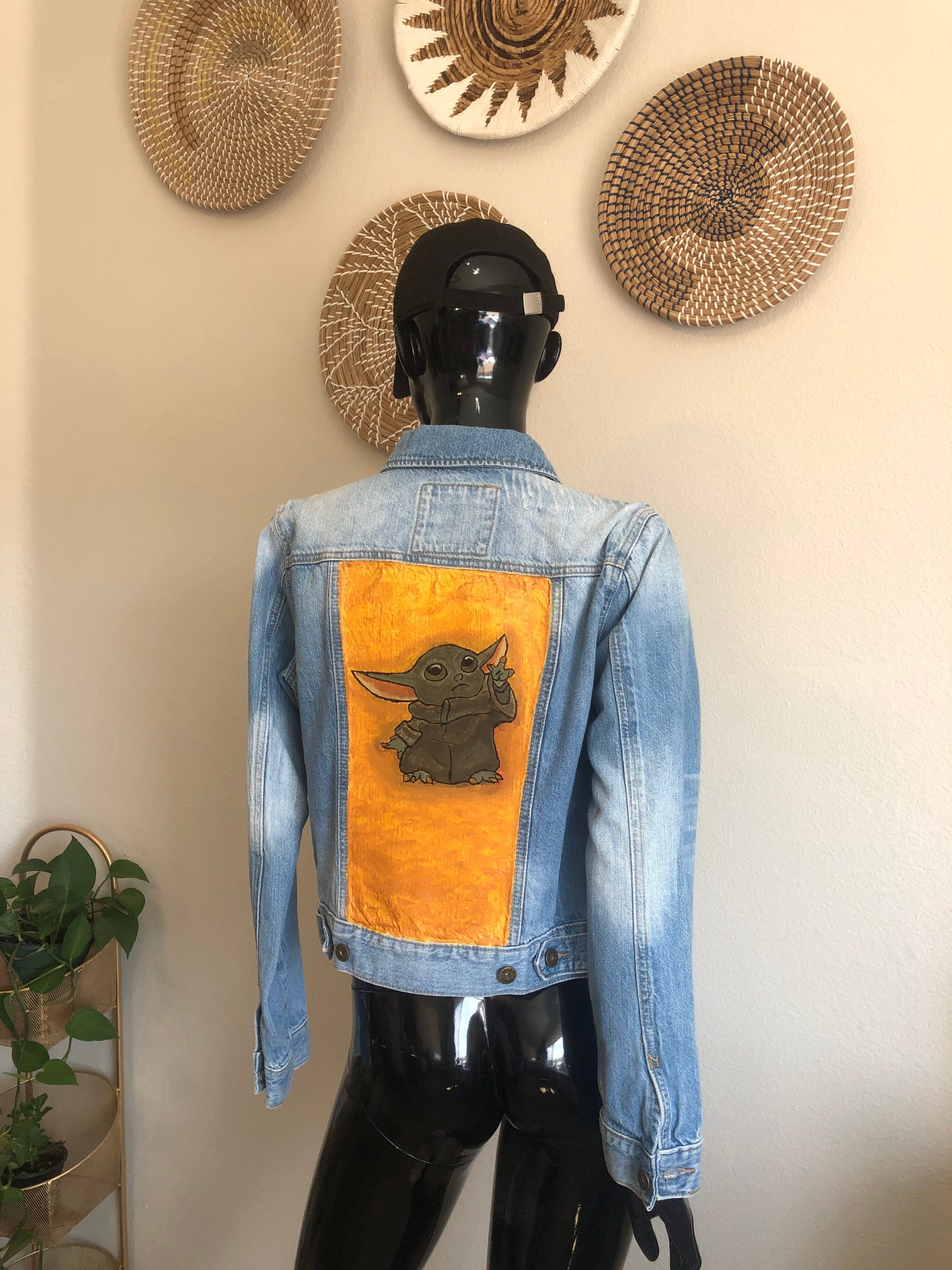 Baby Yoda Jacket Hand Painted Etsy