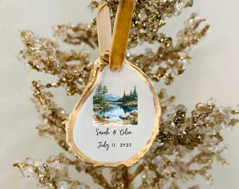 Mountain Engagement Ornaments, Just Engaged Gifts, Just Married, Wedding Ornaments, Engagement Gifts, Custom Ornaments, Personalized Gifts,