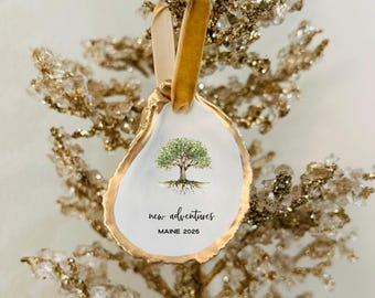 New Adventures, Traveler Gifts, Traveling Ornaments, Our First Home Ornaments, Oyster Shell Ornaments, Wedding Favors, Engagement Gifts