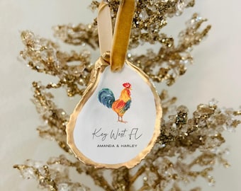 Key West Ornaments, Traveler Gifts, Traveling Ornaments, Our First Home Ornaments, Oyster Shell Ornaments, Wedding Favors, Engagement Gifts
