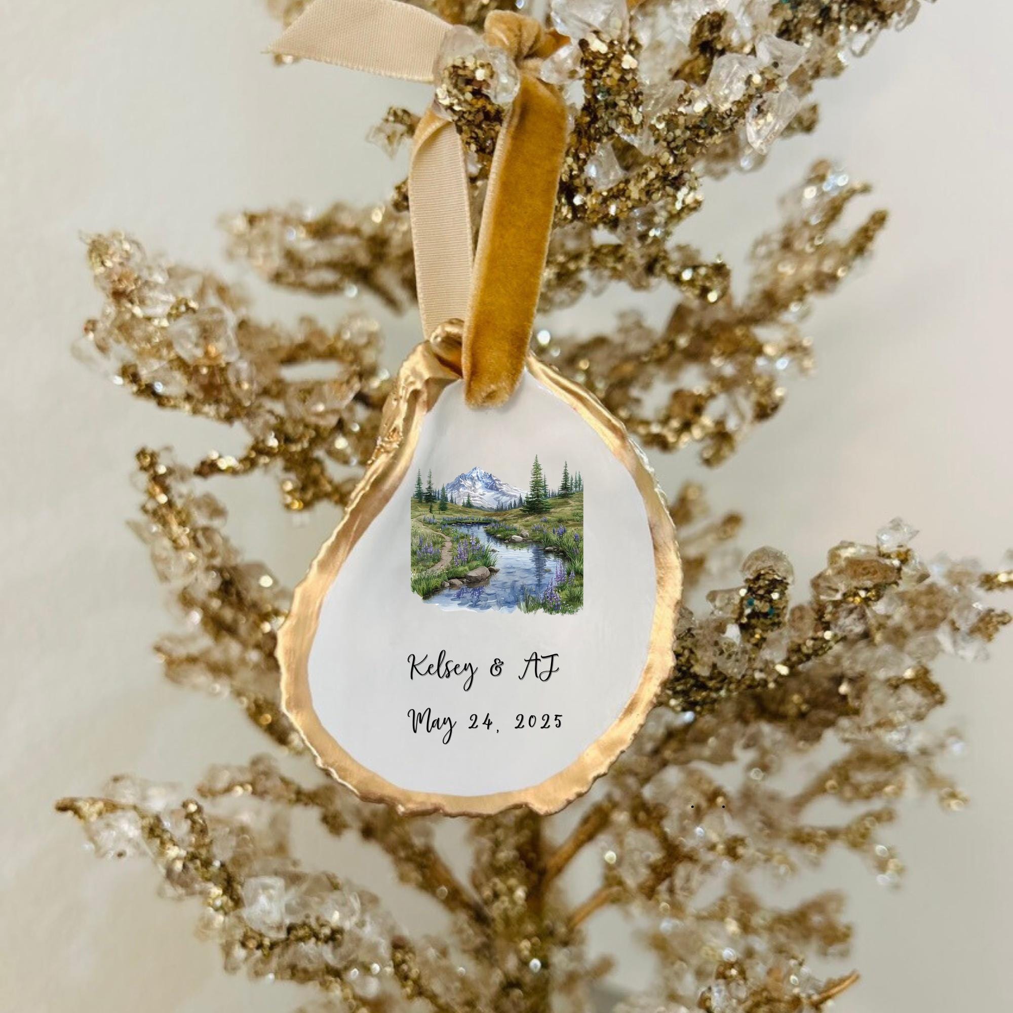 Mountain Engagement Ornaments, Just Engaged Gifts, Just Married, Wedding Ornaments, Engagement Gifts, Custom Ornaments, Personalized Gifts,