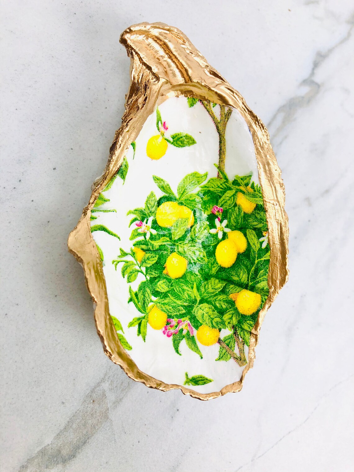 Decoupaged Oyster Shells Oyster Art Jewelry Dish Coastal Etsy