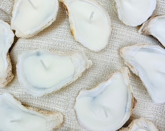 Set of 5 Natural Oyster Shell Candles, Wedding Favors, Wedding Candles, Wedding Gifts, Gifts for her, Gifts for mom, Bridal Luncheons,
