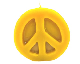 Peace sign beeswax candle