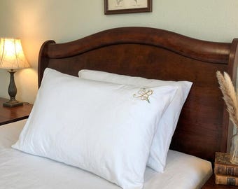 2 Pillowcase Personalized with your Embroidered Monogram - 100% Egyptian Cotton