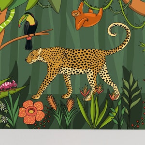 Leopard Art Print, Jungle Animals Poster, Rainforest Wall Art, Illustration, Kids Room Artwork, Nursery Wall Decor