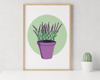 Stampa botanica alla lavanda: elegante illustrazione di erbe aromatiche (download digitale)
