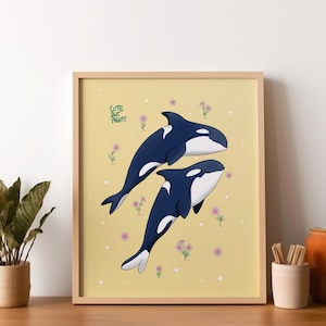 Orca Whale Art Print – Cute But Mighty – Ocean Wildlife Illustration – Marine Life Wall Art – Nautical Decor – Whale Lover Gift