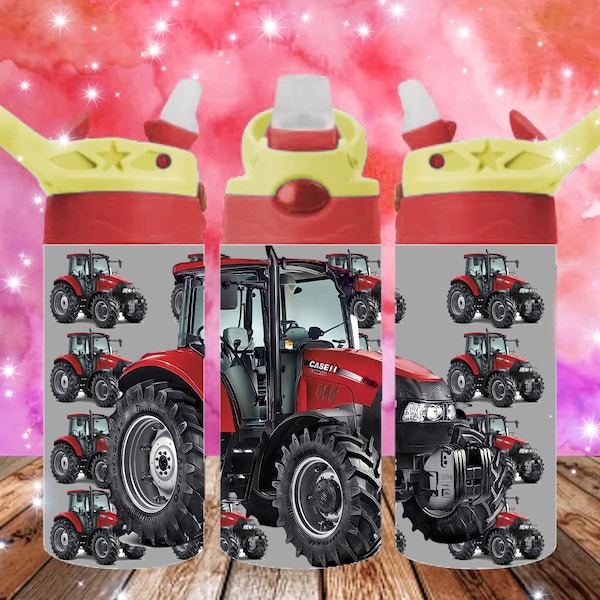 Kids Red Tractor Tumbler Wrap Design