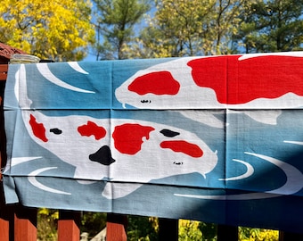 Tenugui Japanese cloth | Japanese Koi fish fabric | Tapestry wall hanging