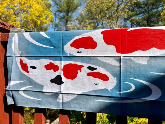 Tenugui Japanese cloth | Japanese Koi fish fabric | Tapestry wall hanging