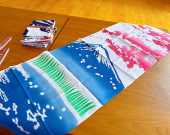 Tenugui Japanese cloth | Tapestry wall hanging | sumo, samurai, Mount Fuji, Ukiyo-e