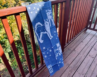 Tenugui Japanese cloth | Shiba Inu fabric | Tapestry wall hanging