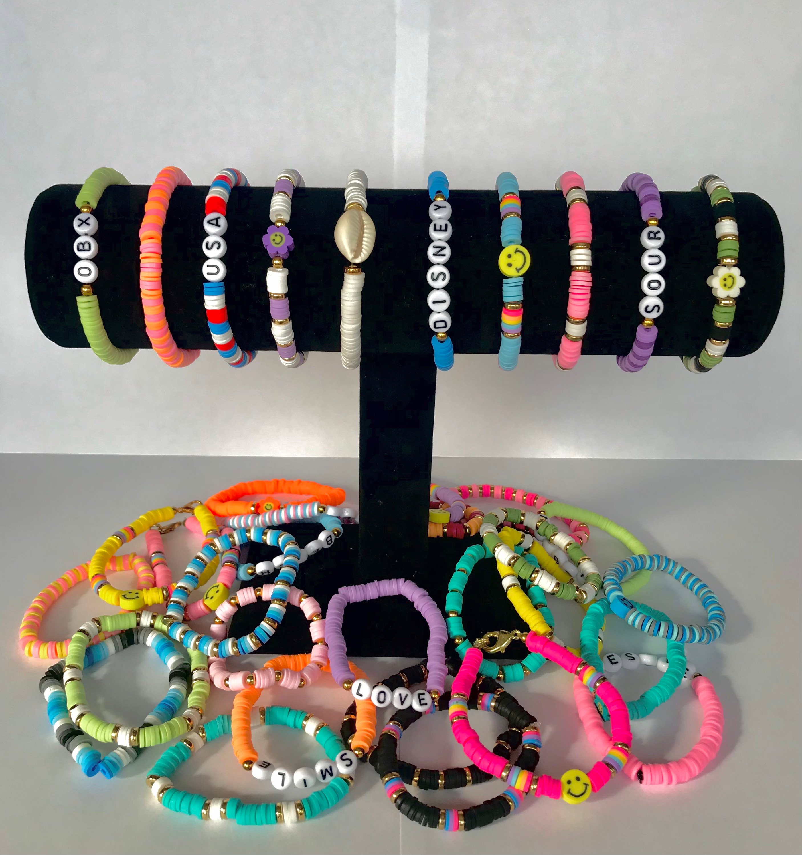 Flat Clay Bead Bracelets Customizable Cute Bracelets Etsy