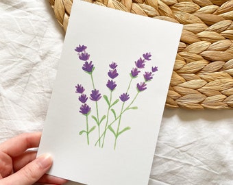 Lavender Floral Watercolour Painting Card | Purple flowers, Birthday card for her, Thank you card, Graduation card, Lavender fields, Lilac