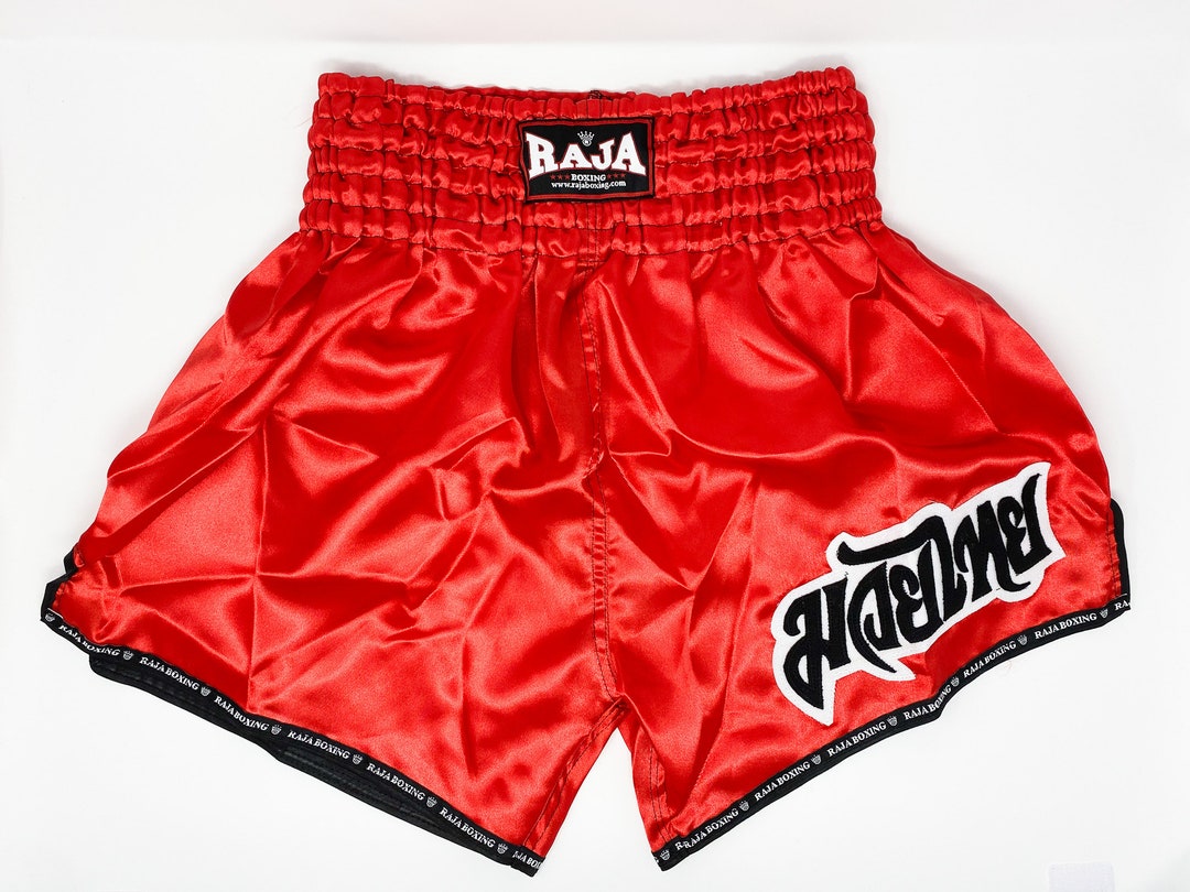 Muay Thai Shorts for Adult Red Satin Made in Thailand Large Etsy