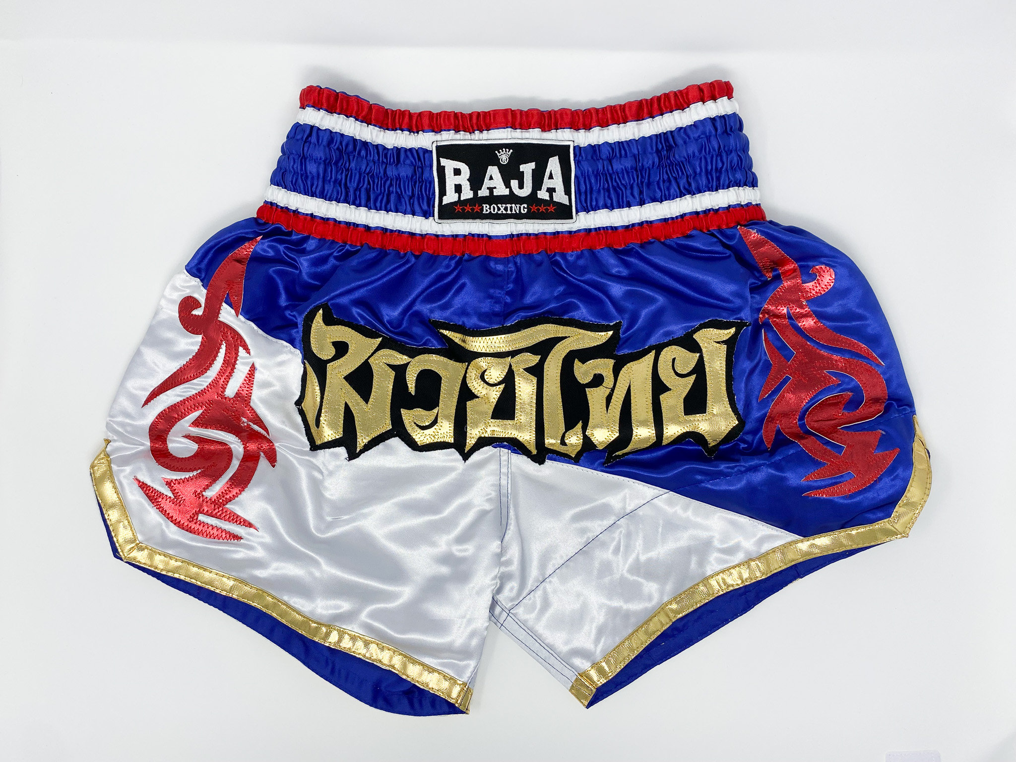 Gingham White And Purple Print Pattern Muay Thai Boxing Shorts main image 0