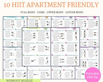 HIIT - Apartment friendly - Workout Bundle - Bodyweight - Gym - High Intensity Interval Training- Digital file - PDF - Printable - Exercise