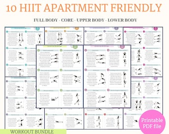 HIIT - Apartment friendly - Workout Bundle - Bodyweight - Gym - High Intensity Interval Training- Digital file - PDF - Printable - Exercise